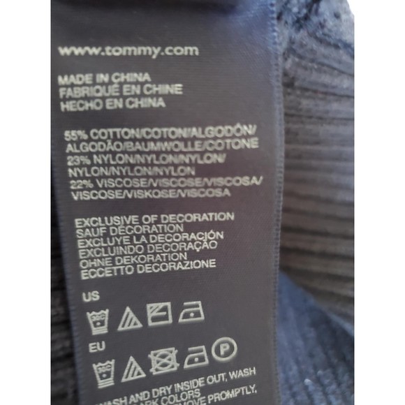 Tommy Hilfiger womens size SP long sleeve cable knit shawl collar sweater navy - Picture 3 of 4